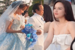 Tiệc cưới ngoài bãi biển của Vân Hugo: Mai Phương Thúy diện váy trễ nải, 200 khách mời tới dự